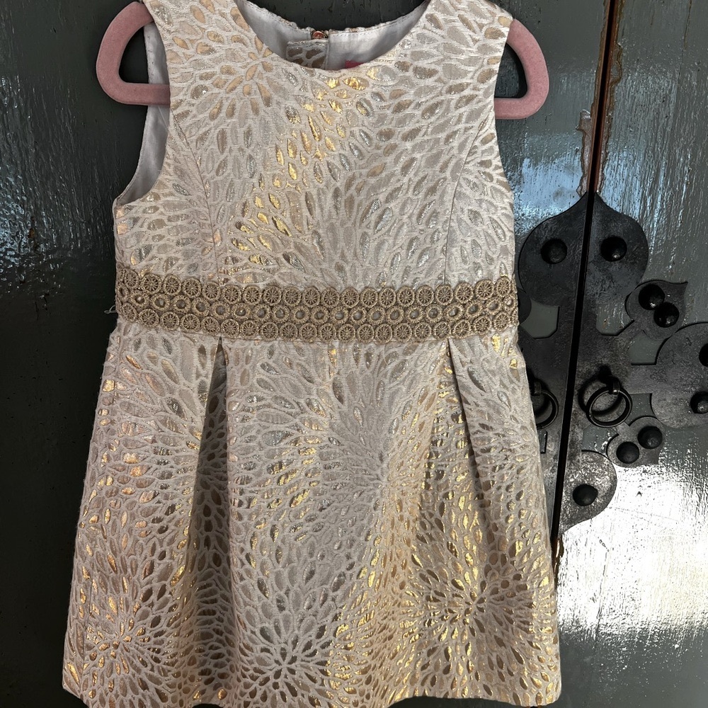 Lilly Pulitzer Girls “Abrianna” Gold Dress, Size 5T